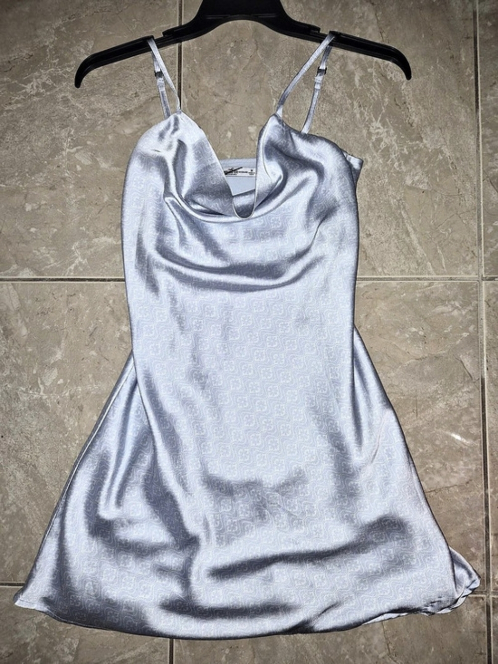 Hollister Satin Cowl-Neck Mini Dress in Blue Size Medium